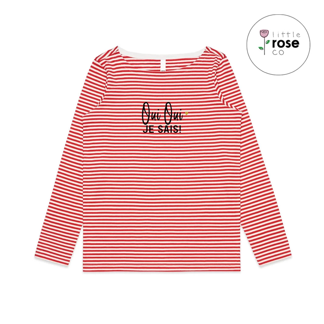 Long-Sleeve Striped "Oui Oui Je sais" French T-Shirt