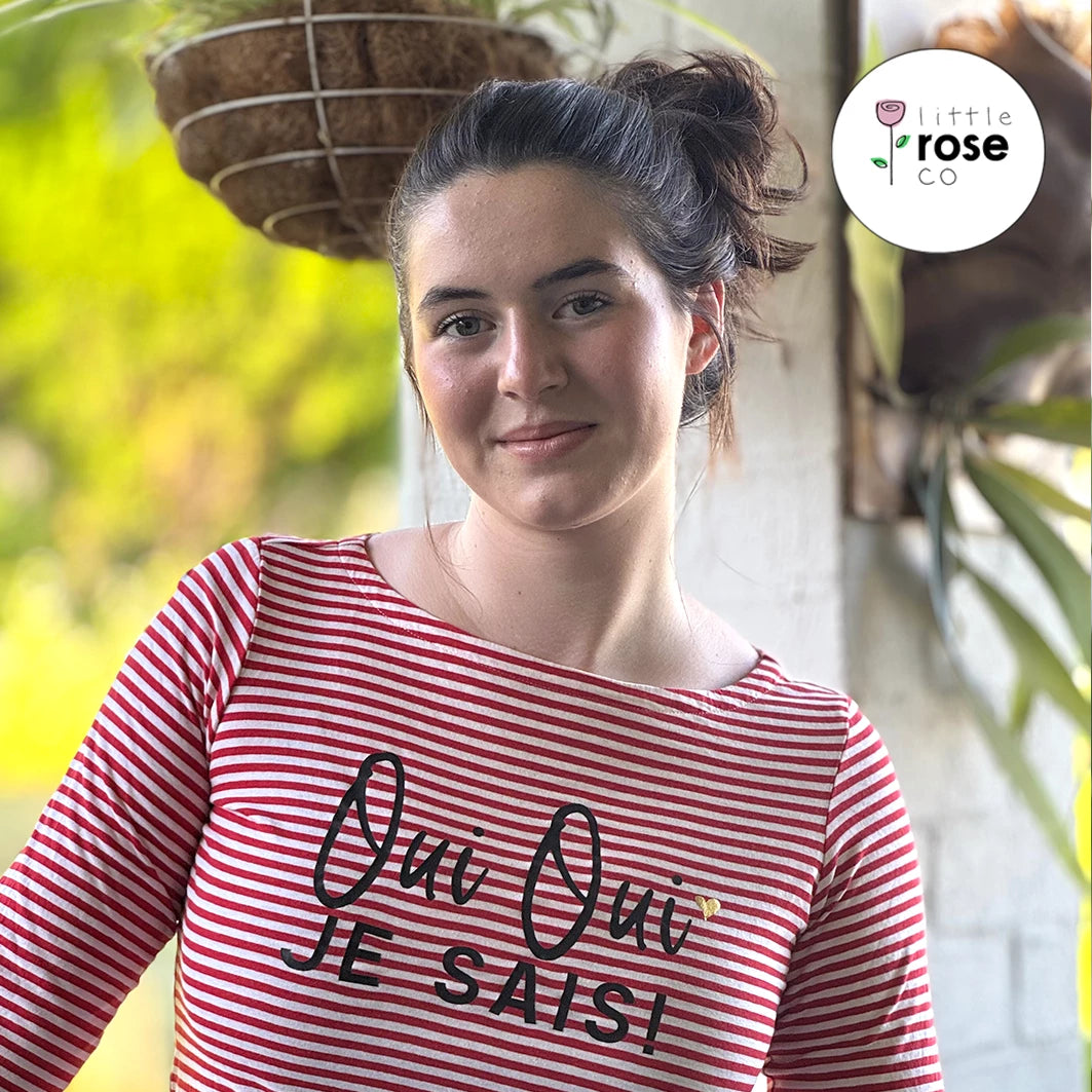 Long-Sleeve Striped "Oui Oui Je sais" French T-Shirt