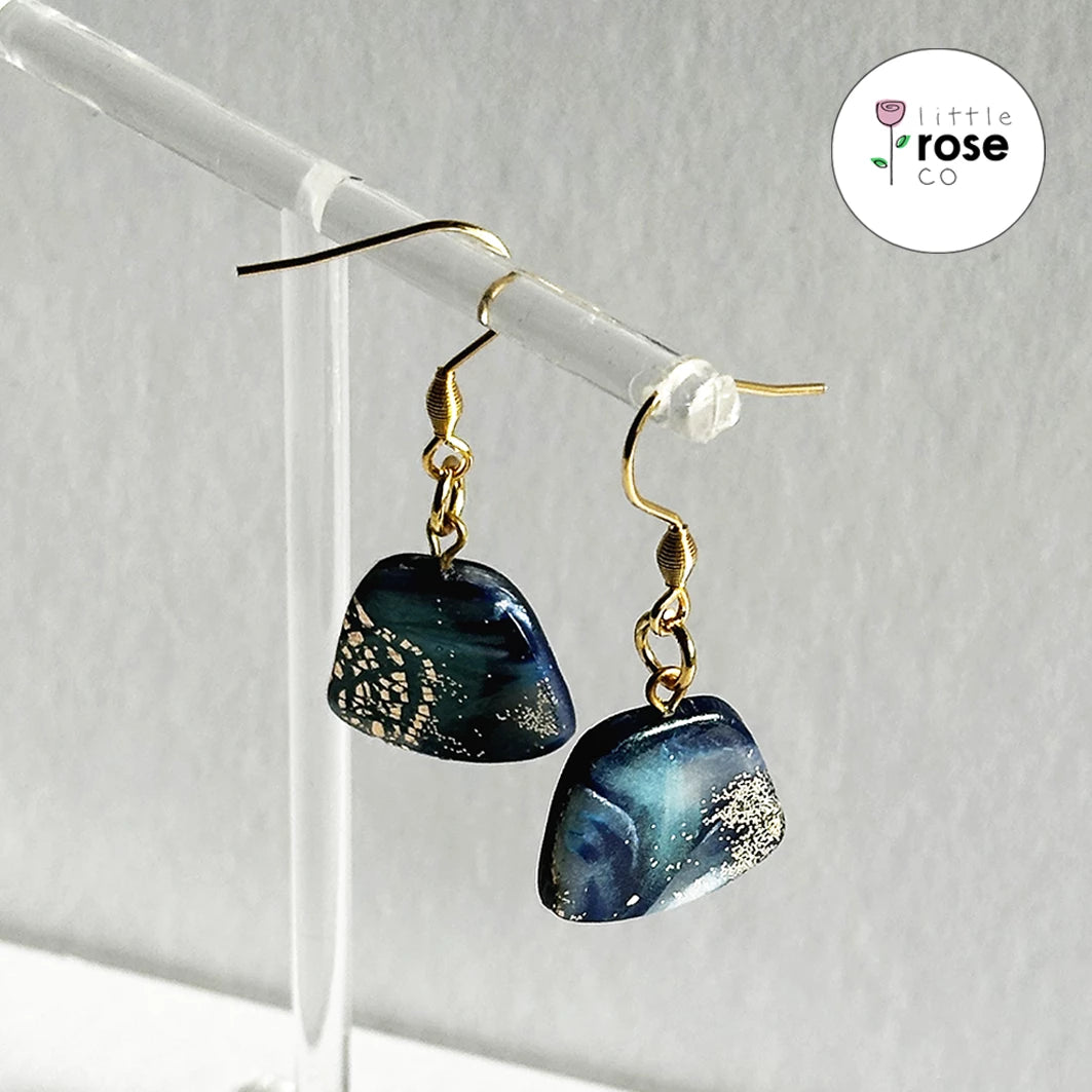 Blue and Gold Trapezium Shimmer Dangles