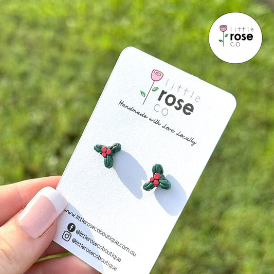 Christmas Holly Studs