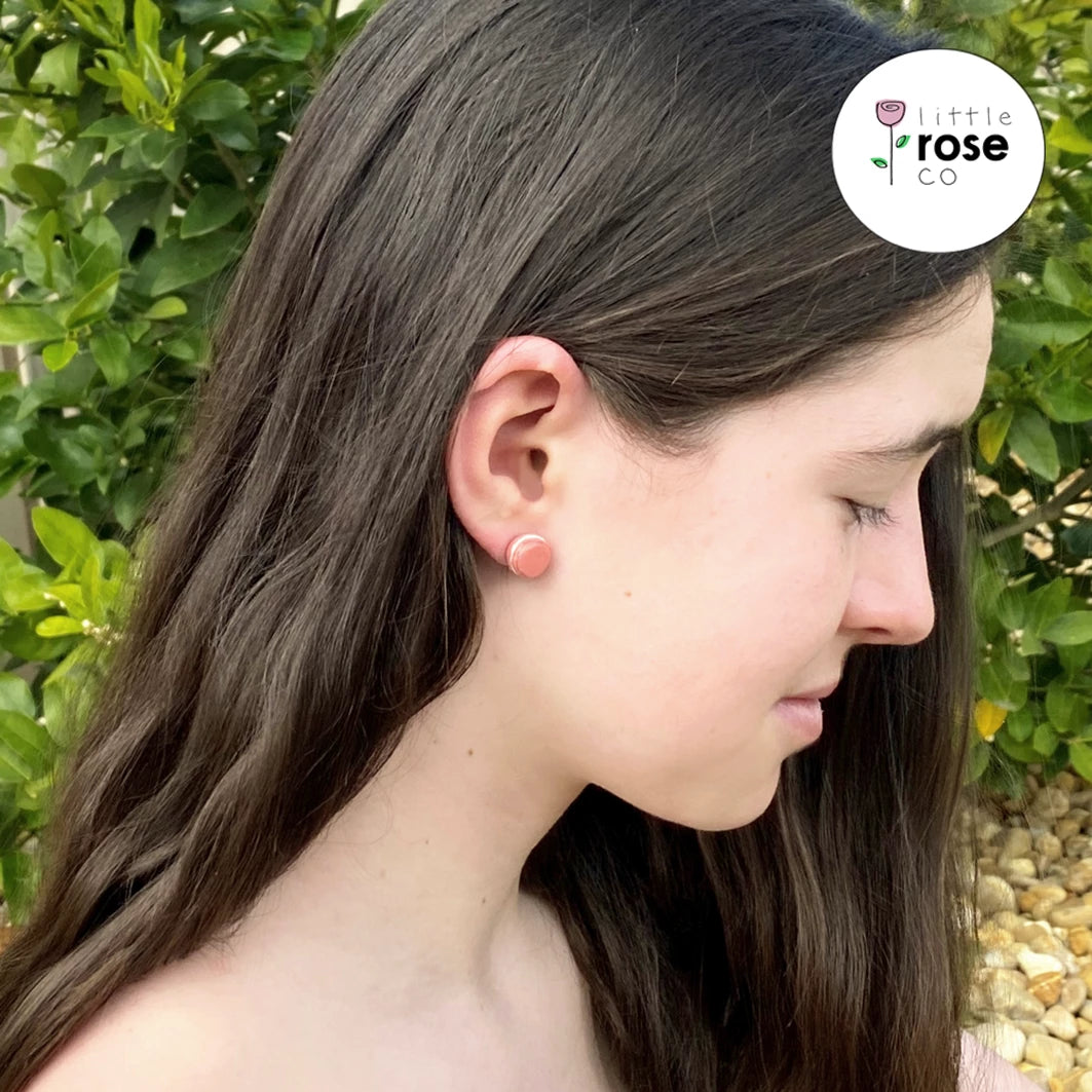 Coral Mini Macaron Stud Earrings