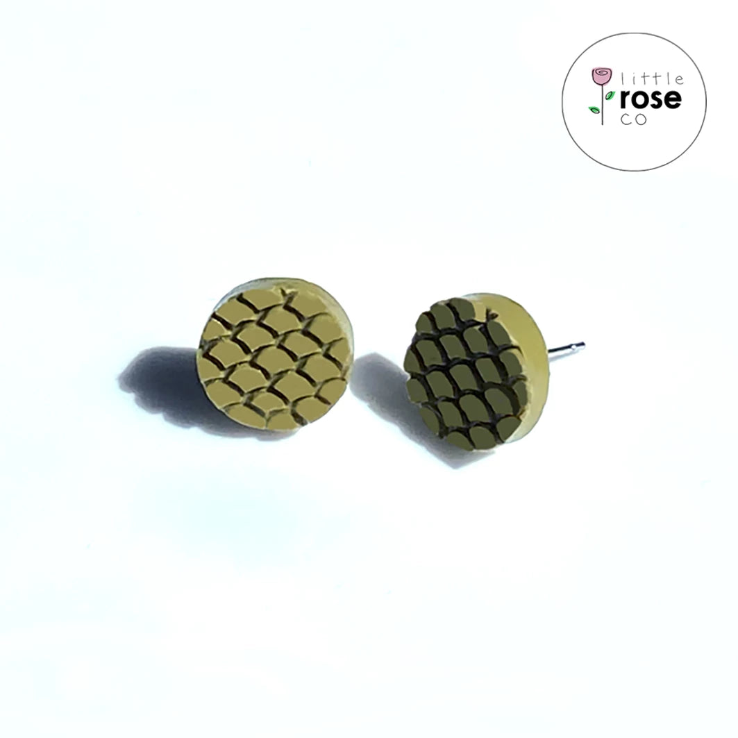 Khaki Mermaid Stud Earrings