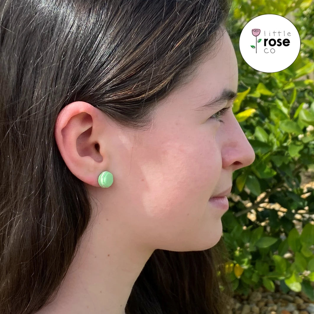 Pastel Green Mini Macaron Studs