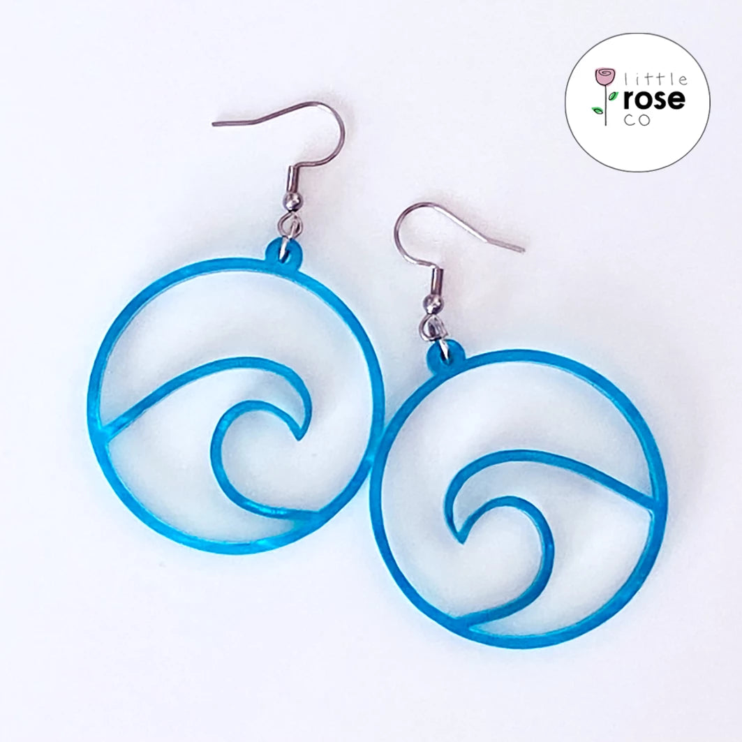 Pearl Blue Wave Earrings