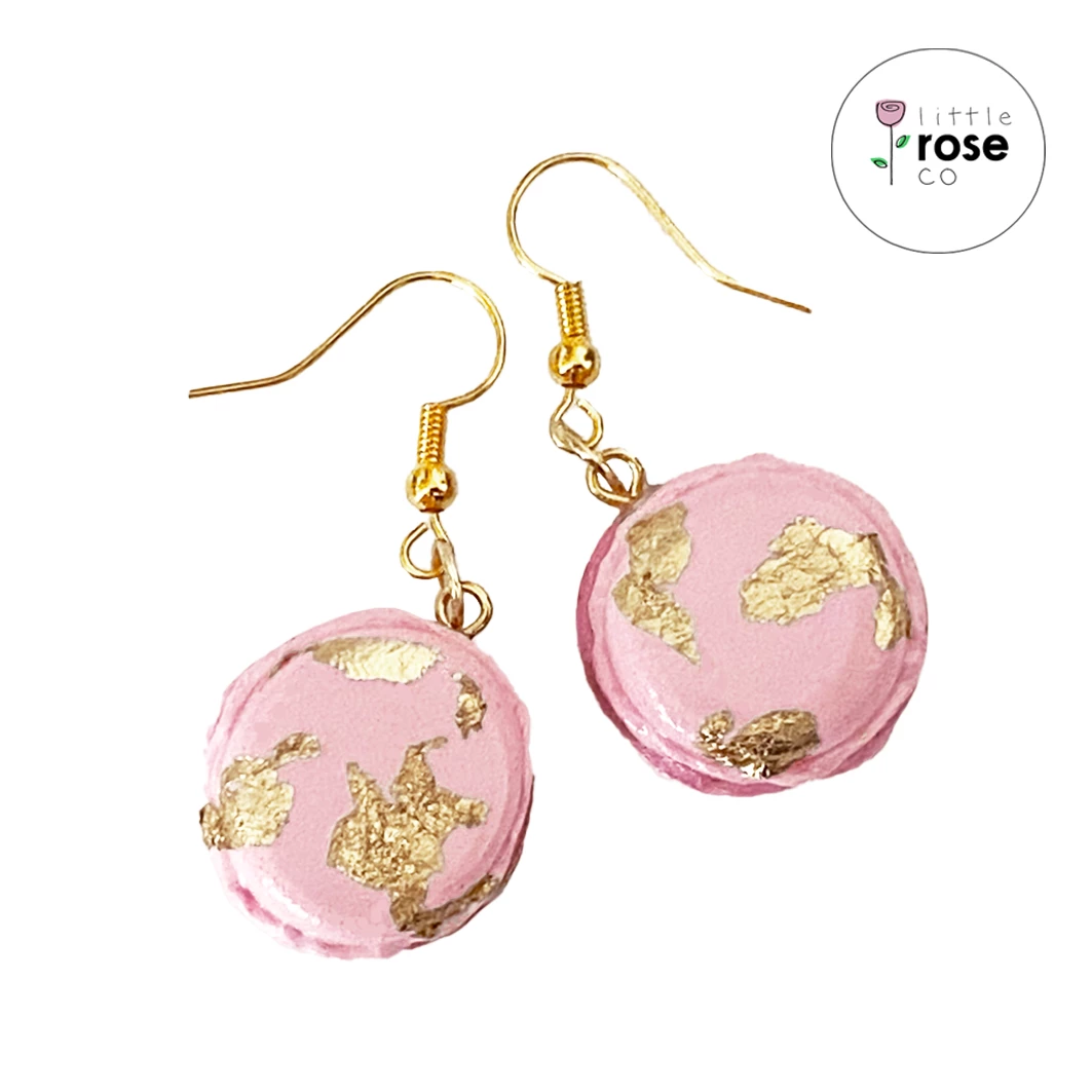 Pink and Gold Macaron Dangles