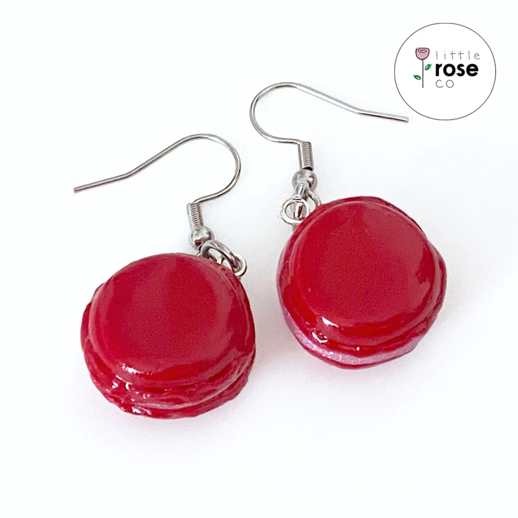 Raspberry Red Macaron Dangles