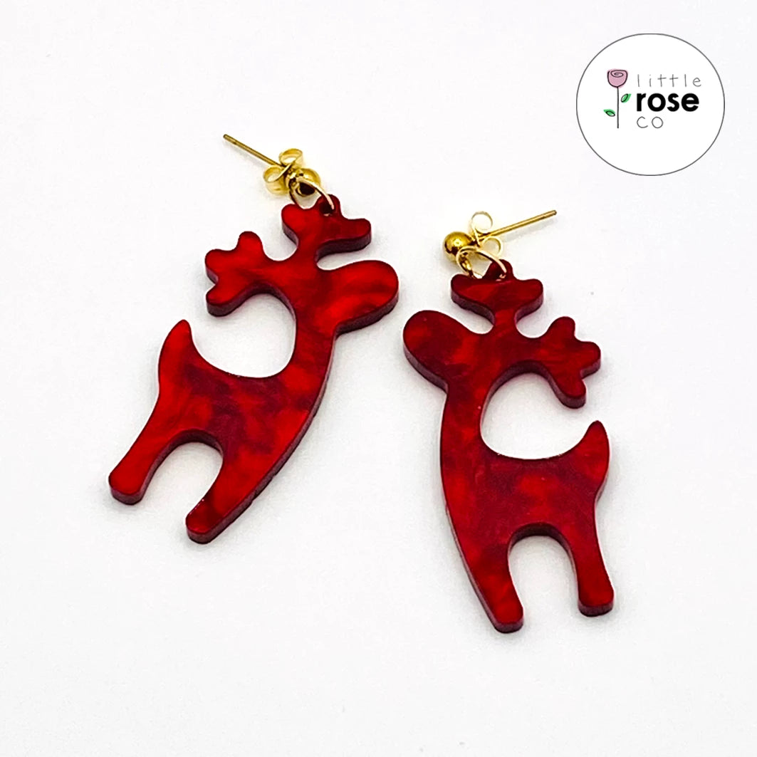 Festive Edition Red Pearl Reindeer Earrings