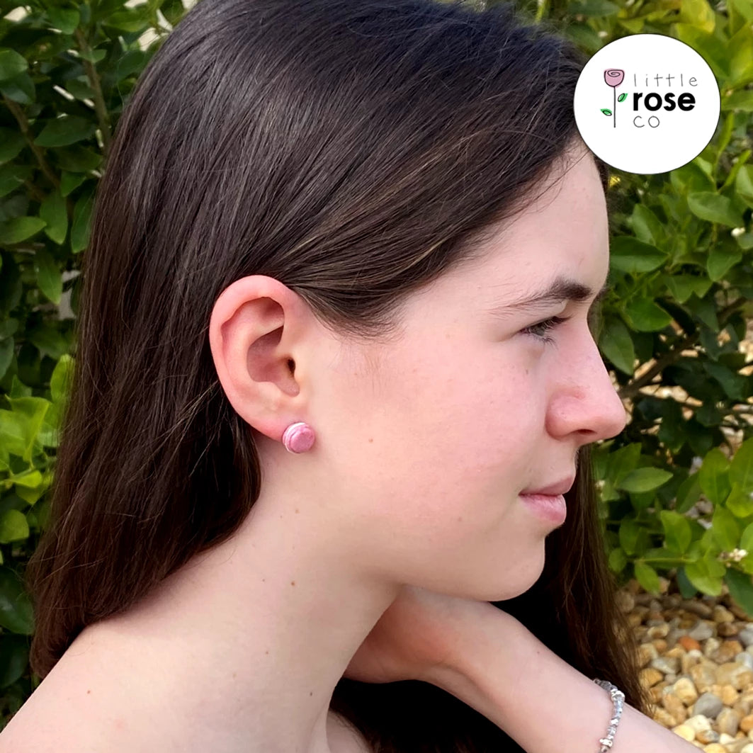 Shimmer Pink Mini Macaron Studs